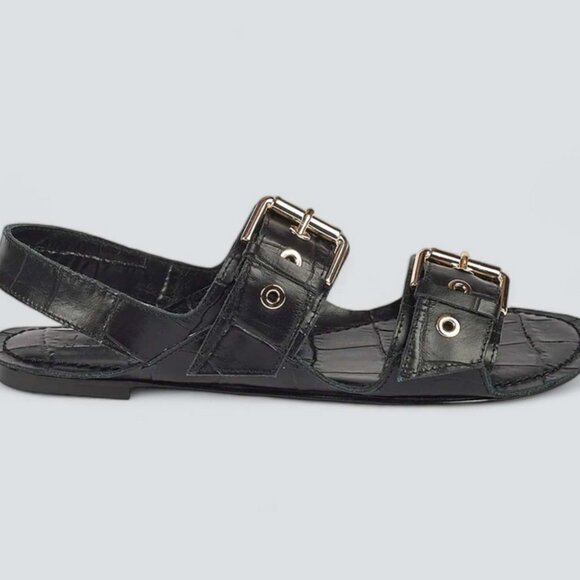Jamie Haller Double Buckle Slides Black Croc size 39 - Picture 3 of 7